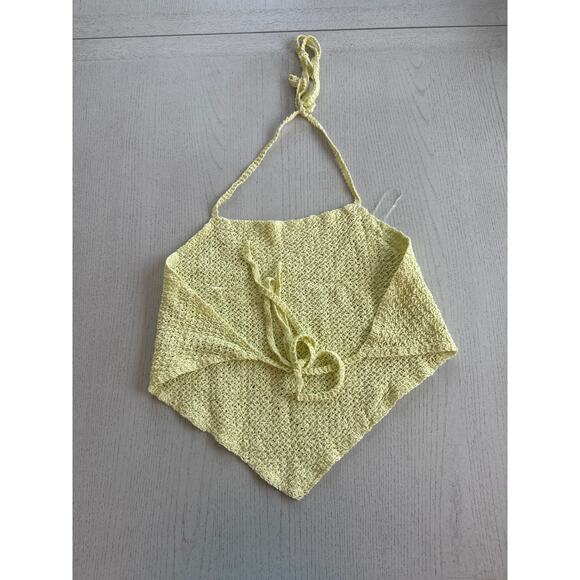 Rue 21 Butter Yellow Neon Green Crochet Bandana Top Baddie Bimbocore - Picture 4 of 5